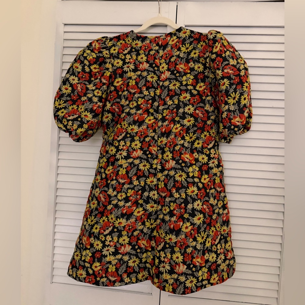 Ganni Black Floral Mini Dress with Red & Yellow Flowers - Picture 4 of 6